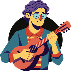 Fototapeta premium A Musician is playing ukulele (Guitar), vector illustration