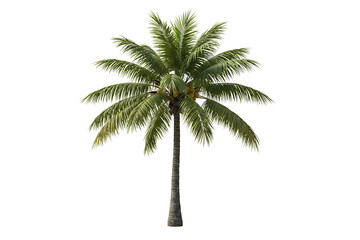 Tropical Palm Tree with coconut isolated on transparent background, cut out, png