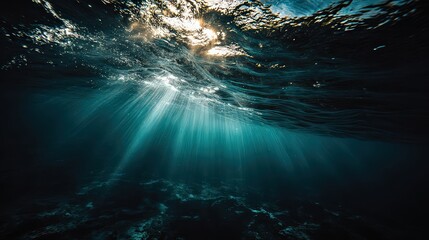 Naklejka premium Sunlight Beams Underwater
