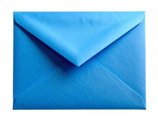  Blue Envelope on Office Desk, Top-Down Minimalistic View, isolated on transparent background 