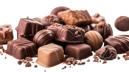 Obraz premium Assorted Chocolate Candies isolated on a transparent background 2