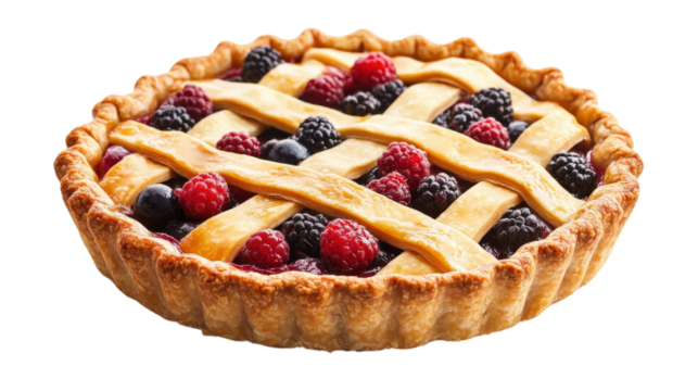 Berry Lattice Crust Pie isolated on a transparent background