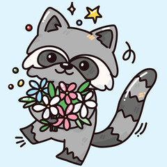 cute vector raccoon