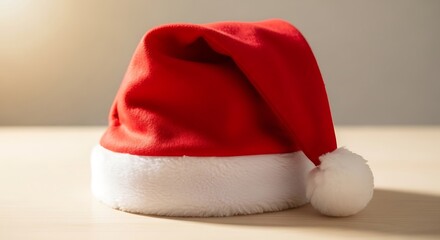 Festive christmas hat on wooden surface illuminating joyful spirit