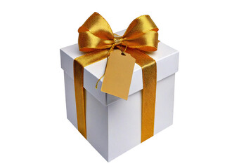Obraz premium golden gift box with ribbon isolated on transparent or white background