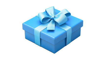 Obraz premium Blue Gift Box with Ribbon isolated on a transparent background 3