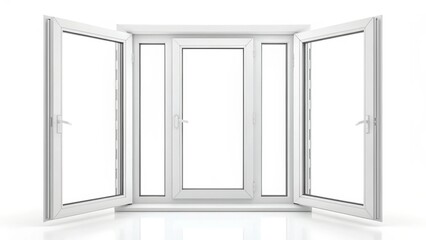 Modern white upvc casement window with two opening sashes and a central fixed pane