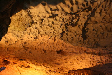 caves at the ha long bay in vietnam