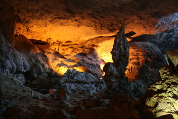 caves at the ha long bay in vietnam