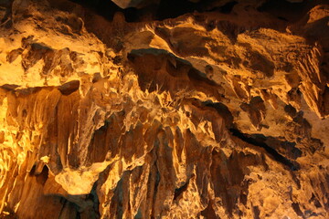 caves at the ha long bay in vietnam