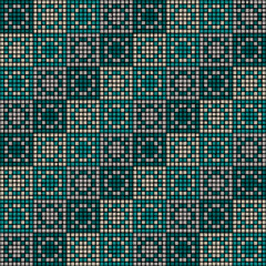 squares from hand drawn pixels. vector seamless pattern. blue and silver repetitive background. modern decorative art. geometric fabric swatch. continuous design template for textile, home decor
