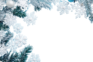 Christmas background with blue and white snowflakes christmas christmas decorations outdoors.