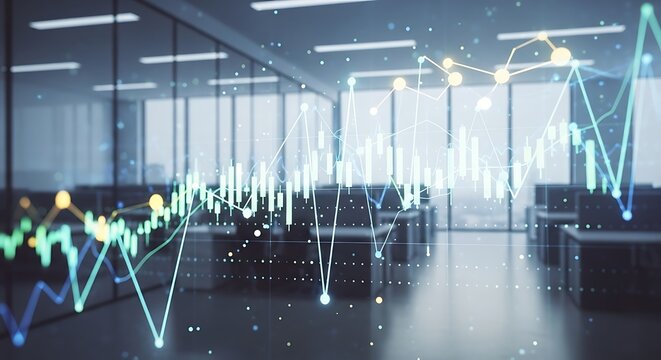 Financial growth and stock market analysis in a modern office backdrop - Powered by Adobe