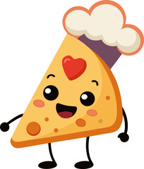 Adorable Pizza Slice Cartoon Character Vector Illustration