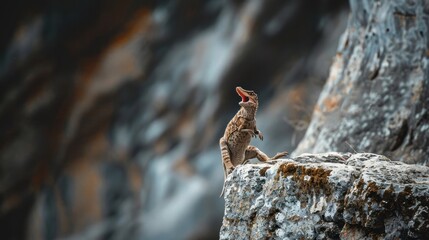 Small marsupial standing on rock