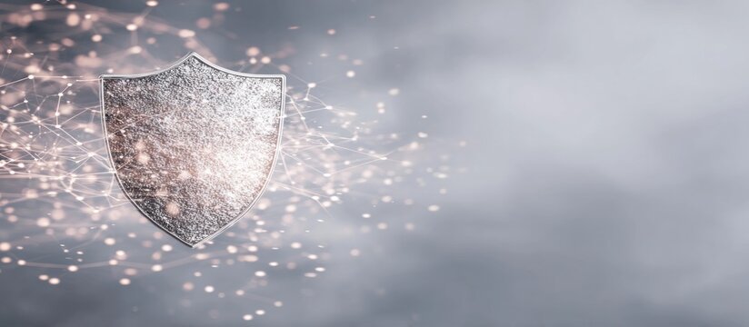 Digital shield with glowing particles, representing data protection and cybersecurity in a modern context. - Powered by Adobe