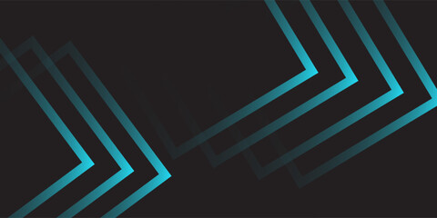 Abstract 3D background colorful paper cut with bright gradient tosca green square pattern combination on black background. Vector illustration