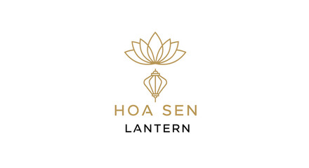 Elegant logo featuring a lotus flower and lantern, representing the brand Hoa Sen Lantern. © Sultan Desain