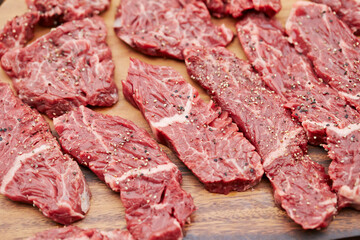 raw meat on a cutting board