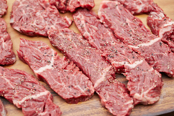 raw meat on a cutting board