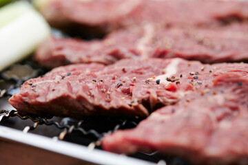 grilled beef steak on grill