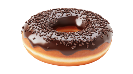 Chocolate donut with sprinkles isolated on a transparent background 