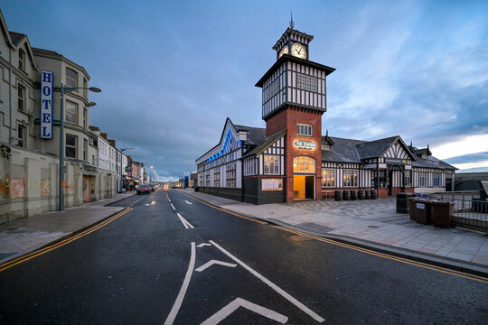 Street with station square in Portrush, Northern Ireland