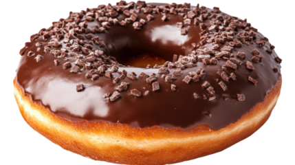 Chocolate doughnut with sprinkles isolated on a transparent background