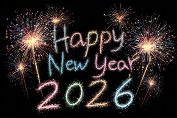Happy new year fireworks celebration for year 2026