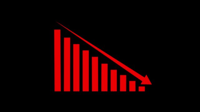 Animated down graph icon designed in flat icon style, business or finance concept icon. Finance, Business Info graphic animation, Bar graph.