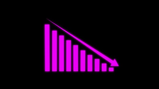 Animated down graph icon designed in flat icon style, business or finance concept icon. Finance, Business Info graphic animation, Bar graph.