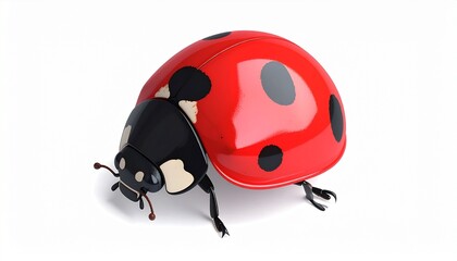 Obraz premium Cartoon ladybug illustration with red shell black spots white eye markings and symmetrical design for educational materials children’s books and playful visual branding