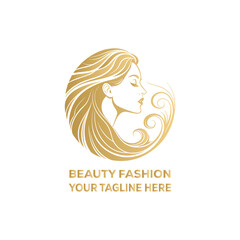 Elegant Beauty Fashion Woman Logo Design for Salon, Hair Care, Spa, and Cosmetic Brand Identity