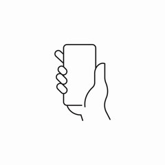 holding mobile phone icon sign vector