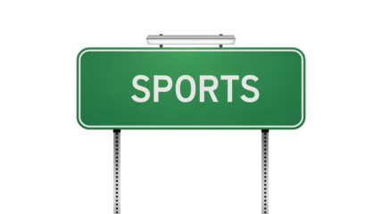 Green sports sign with white text ready for your project