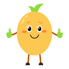 Cute Pineapple Cartoon Character Vector Illustration
