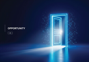 Discover new opportunities with a stunning digital door to the future, symbolizing growth, success, and innovation in a modern, vibrant world