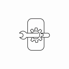 smartphone settings and gear icon sign vector