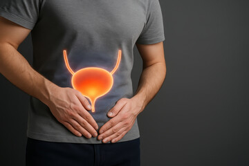 Bladder pain urology concept male abdomen health issue urinary system medical illustration symptom discomfort clinic care anatomy