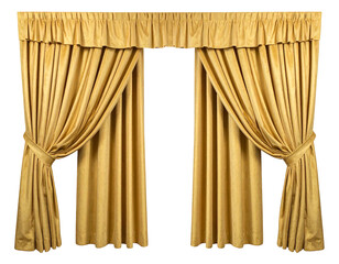 Pair of mustard yellow drapes with a ruffled top