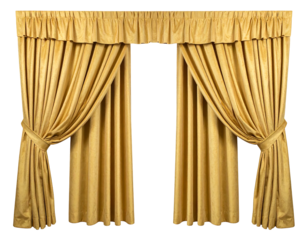 Pair of mustard yellow drapes with a ruffled top