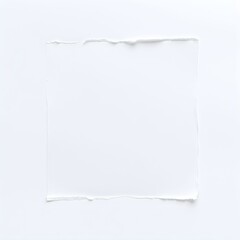 Obraz premium Torn square of white paper on a white background, creating a frame.