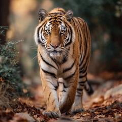 Obraz premium Tigre dans la foret qui fixe du regard