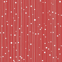 Elegant minimalist christmas background with white lines and circles on a coral red backdrop