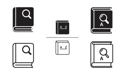 Pocket dictionary icon silhouette and outline vector