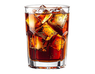 Glass of cola with ice cubes