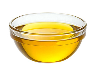 Clear glass bowl filled with golden yellow liquid