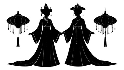 Two women in traditional Chinese dress