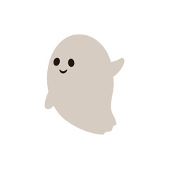Cute cartoon ghost. Halloween vector design element isolated on white background