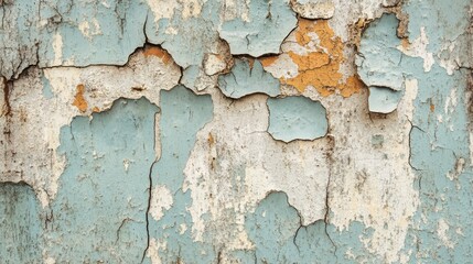 Fototapeta premium Peeling paint revealing textured layers of weathered wall surface